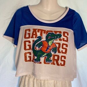 Blue and White Crop Gators Shirt